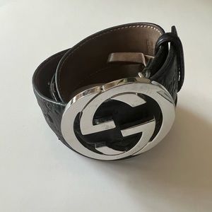 Men’s Authentic Gucci Black Belt- 411924, 80-32, CW-7C1N